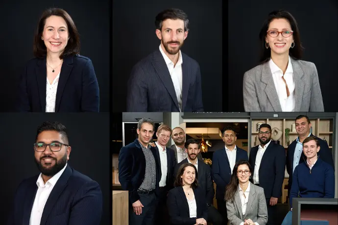 Professional headshots of men and women in business attire